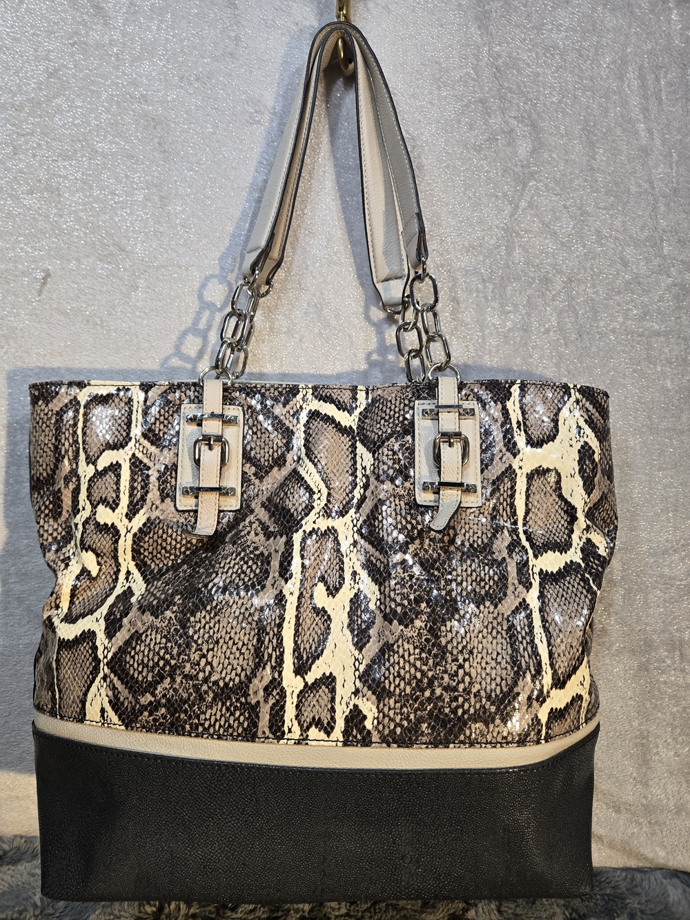 Vera Wang Snake-Print Satchel with Black Base